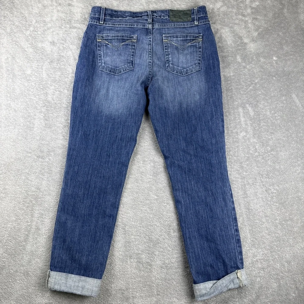 Harley Davidson Capri Jeans Womens 30 Blue Denim Cuffed Low Rise Subtle Distress